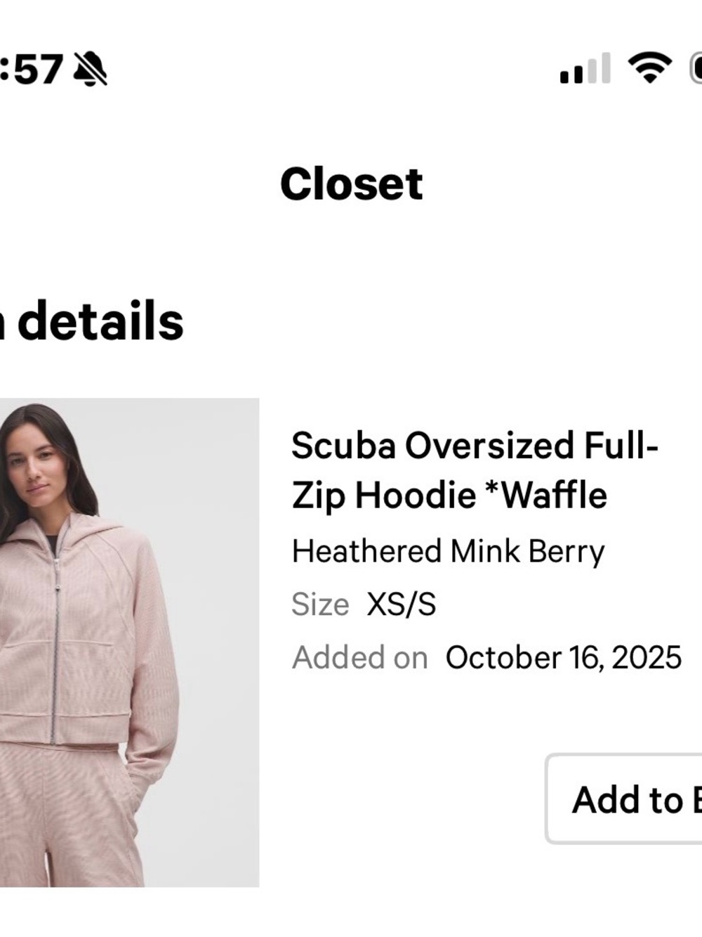 lululemon athletica Waffle Scuba Oversized Bomber Jacket in Mink Berry